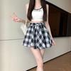 Retro Plaid High-Waisted Women's Skirt - Versatile and Slimming