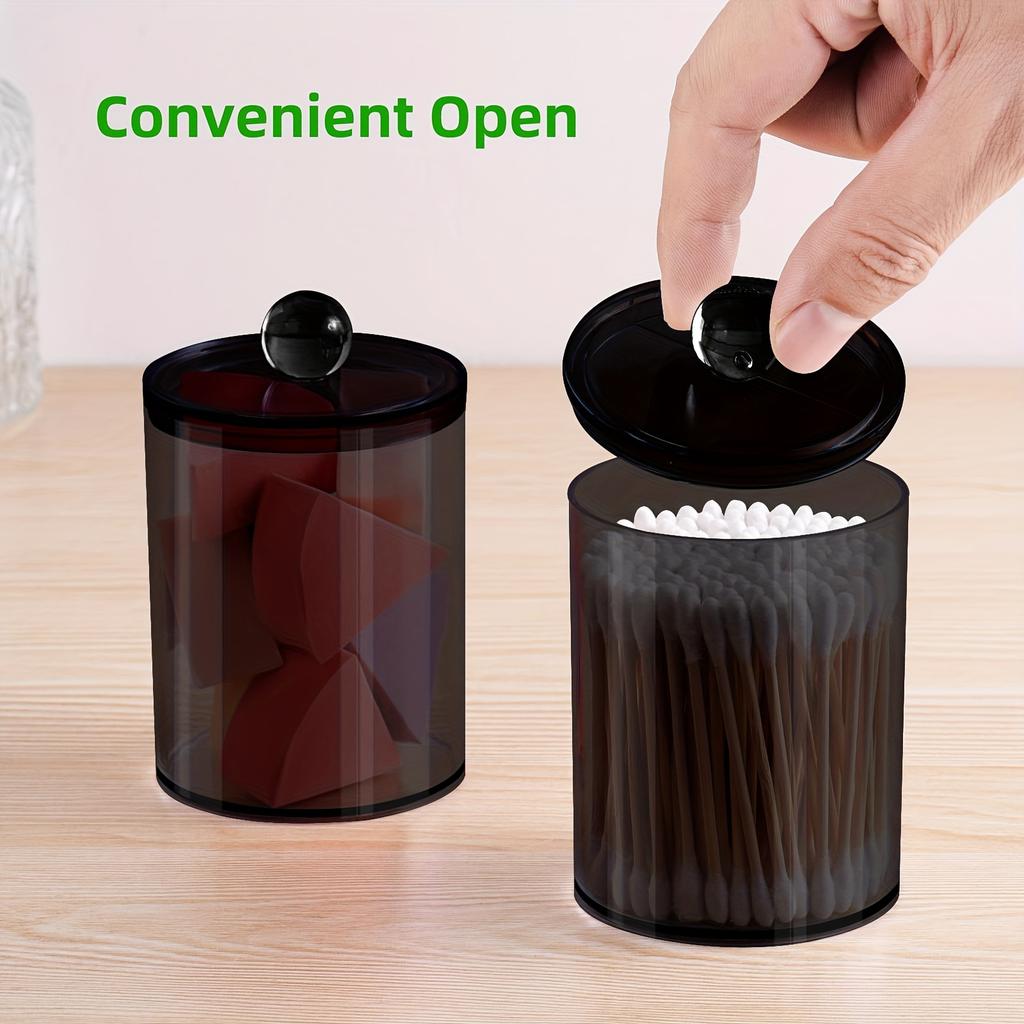 1/2pcs 10 oz black transparent plastic pharmacist jar set, suitable for cotton balls, swabs, pads, and dental floss -