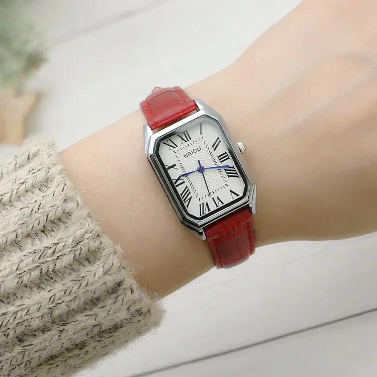 Luksusowy Damski Zegarek Prostokątny Proste Cyfry Rzymskie Mała Tarcza Zegarki Kwarcowe Kobiety Nisza Zegar Damski Vintage Zegarek na Rękę Reloj