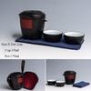 Bluestone Glaze Ceramic Quick Tea Cup One Pot Two Cups Portable Storage Bag Kung Fu Tea Set