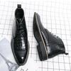 Fashion Vintage Crocodile Pattern Genuine Leather Boots Men's Chelsea Boots Brand Fashion Designer Ankle Boots for Men Motorcycle Boots