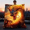 1pc Fire Dragon Art Print Throw Blanket Polyester Fiber, Lightweight Flannel, Soft & Warm, All Season Use for Outdoor, Camping Digital Print