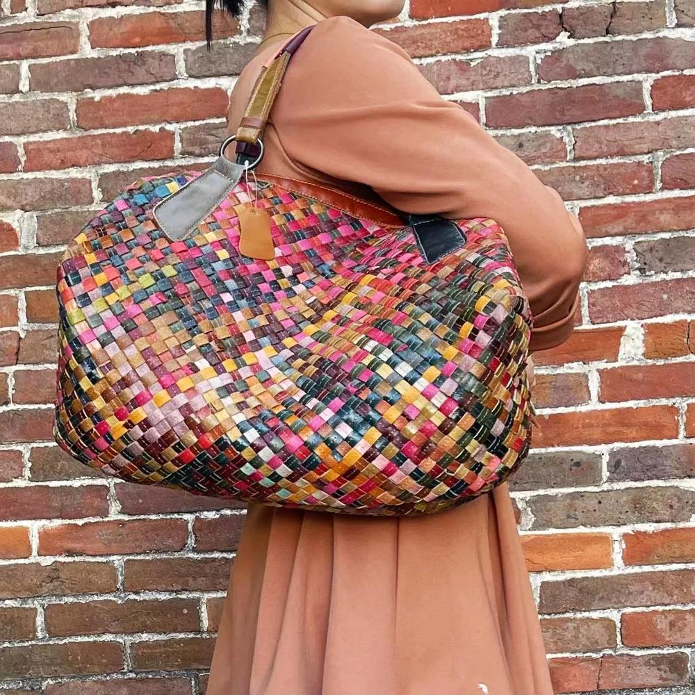 Fashion Genuine Leather Underarm Handbags Casual Women Girl Real Cowhide Shopping Tote Multicolor Designer Female Shoulder Bag