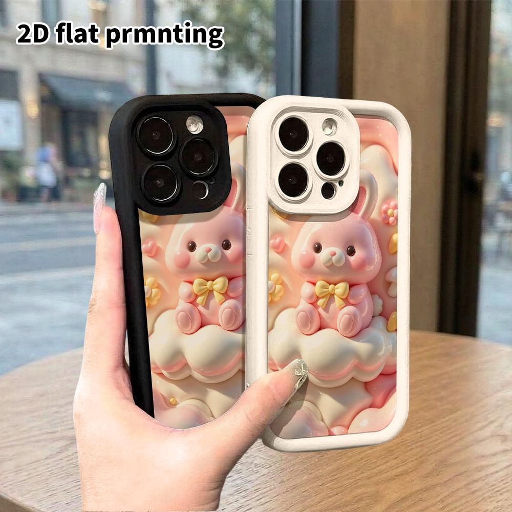 Phone Case: 2D Flat Design, Suitable for iPhone 18 17 16 15 14 13 Pro, Pink Little Bunny, Perfect Christmas and Halloween Holiday Gift