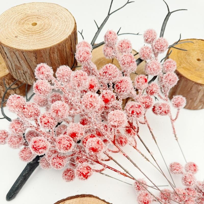 Christmas Red Fruit Simulation Flower Decoration Red Berry Fake Flower Decoration 15pc