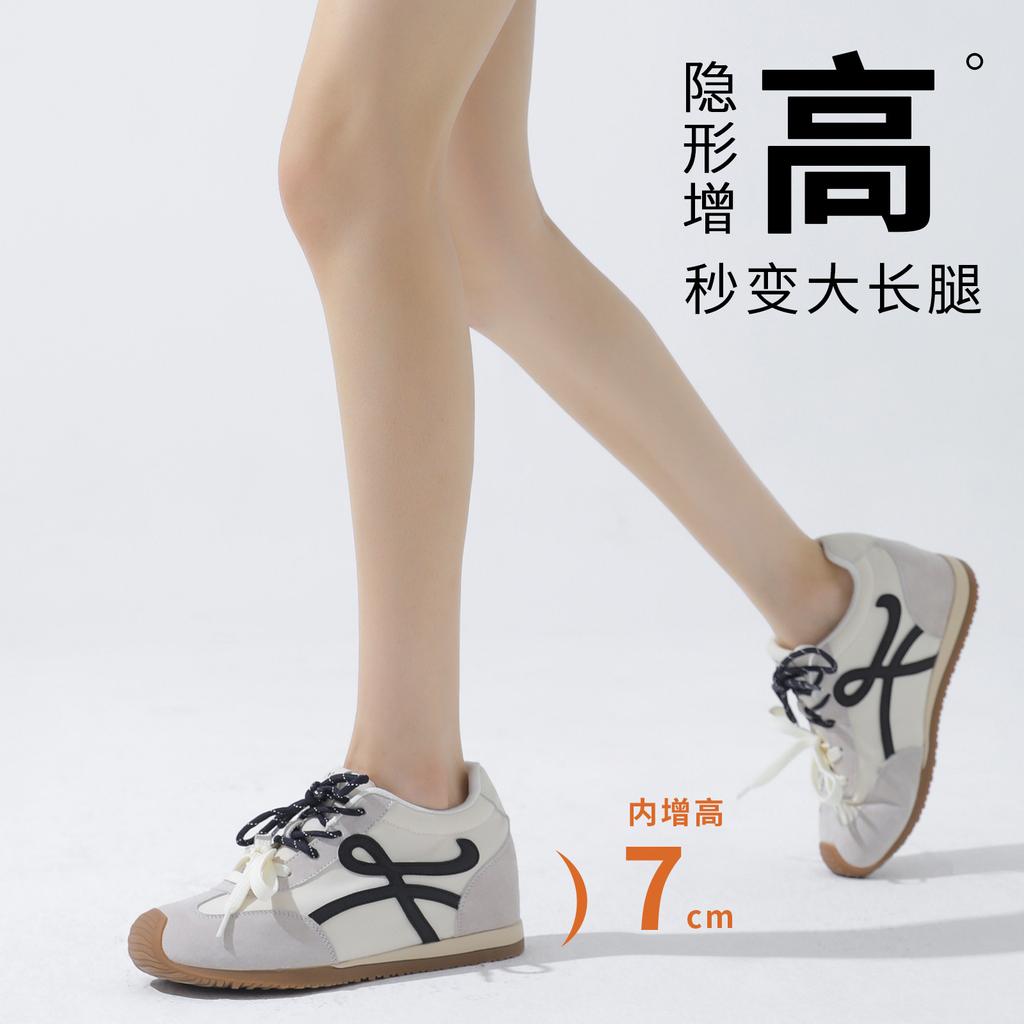 Platform Casual Shoes Inner Height Increase 6cm Niche Design Women's Shoes 2025 New Versatile Sports Shoes Retro Dexun Shoes