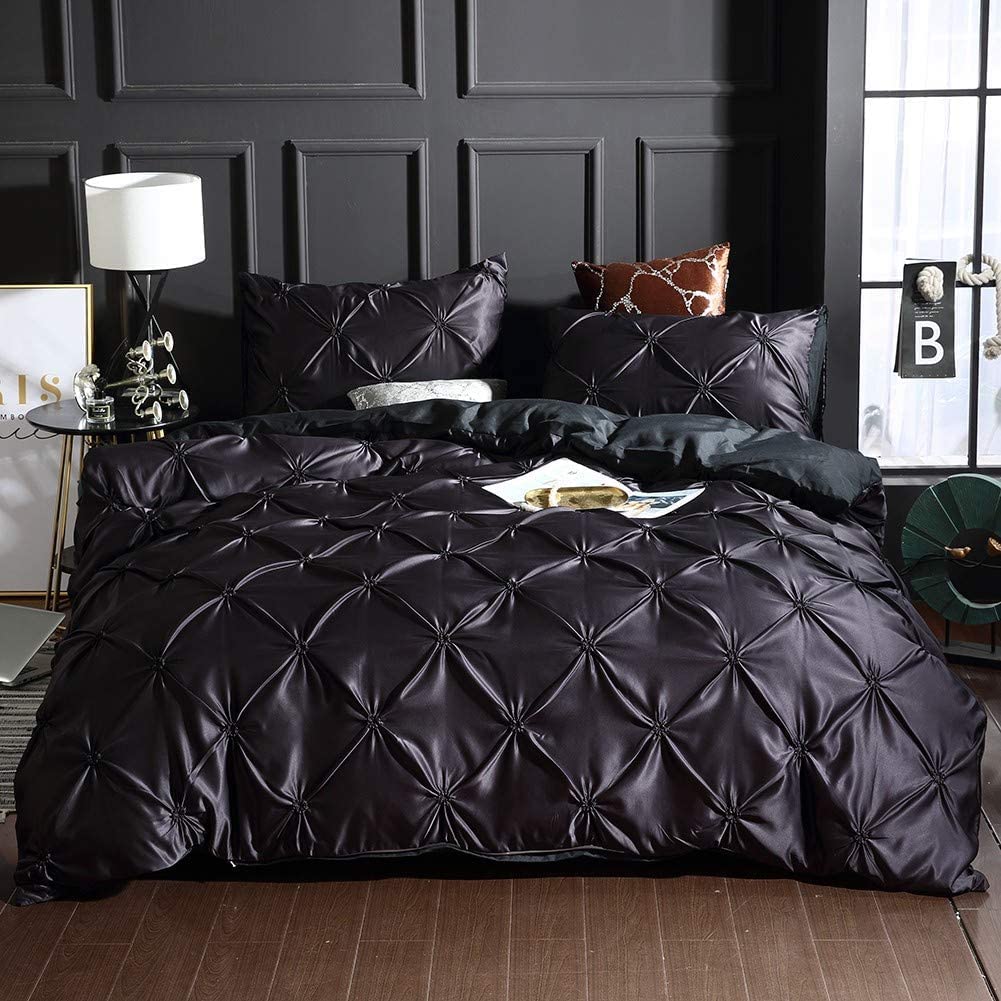 Satin Bedding Set King Wine Red Silk Like Satin Duvet Cover Set Luxury Soft Burgundy Comforter Cover Adults Bedroom Decor Chic Luxurious Sil