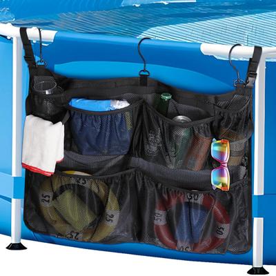 Havuz Kenarı Saklama Çantası Çok Cepli Boş Drenaj 360 Derece Dönebilen Kanca Büyük Kapasiteli Yüzme Havuzu Direği Oyuncaklar Gözlükler Telefon Ağ Çantası
