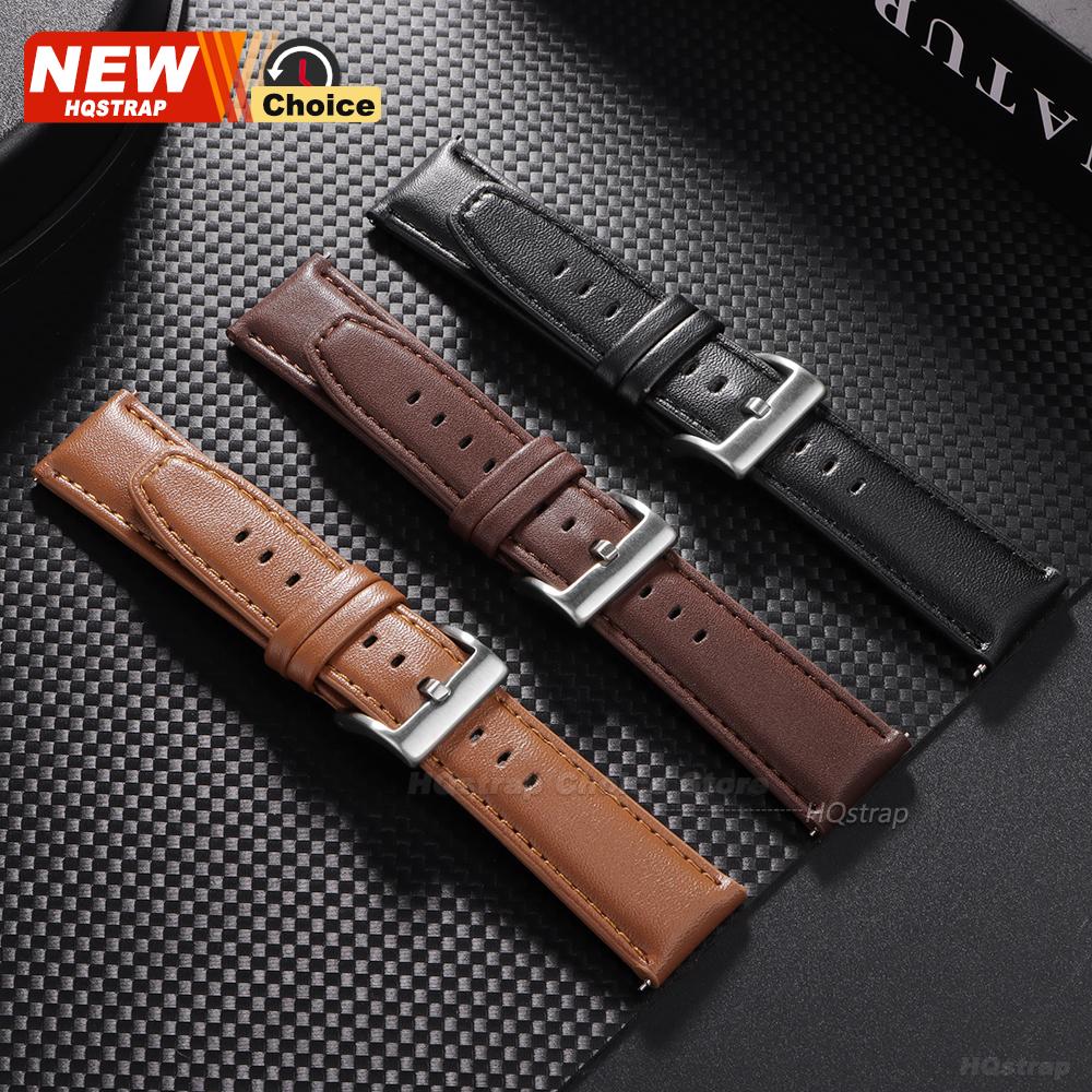 22mm Black Brown Strap Universal Replacement Belt Smarwatch Leather Band Women Men Wristband for Huawei Watchbands Quick Release