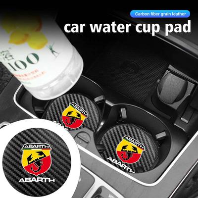 Carbon Fiber Car Coaster Non-slip Water Cup Holder Insert Mat For Abarth UNO Astra Bravo Panda Linea Freemont Strada Doblo