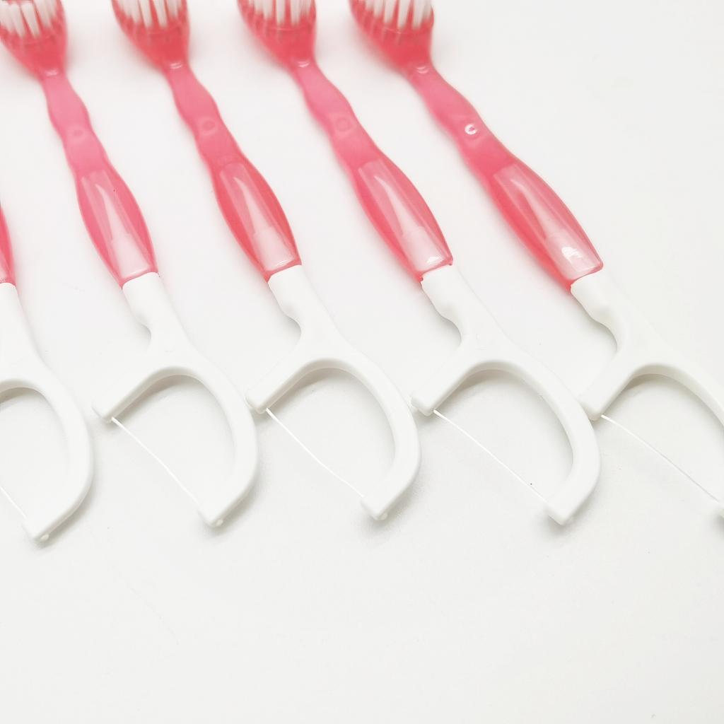 Disposable Mini Toothbrush With Bursting Beads and Dental Floss All in One