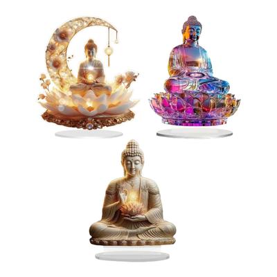 Acryl Dekoschild Stabile Basis 2D Flaches Buddha-Ornament Tischplatte Stehend