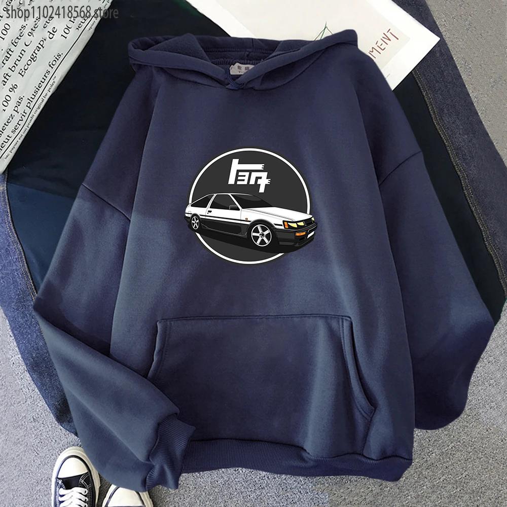 Japanese Anime Initial D Hoodies Men Kawaii Winter Tops Cartoon Car Graphic Sweatshirts Funny Harajuku Manga Unisex Clothes
