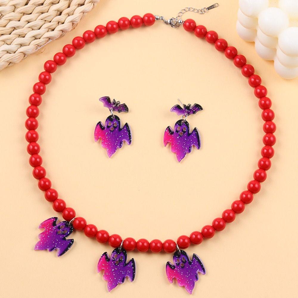 Acrylic Halloween Jewelry Sets Adjustable Choker Necklace Earring Set Beach Vacation Accessories