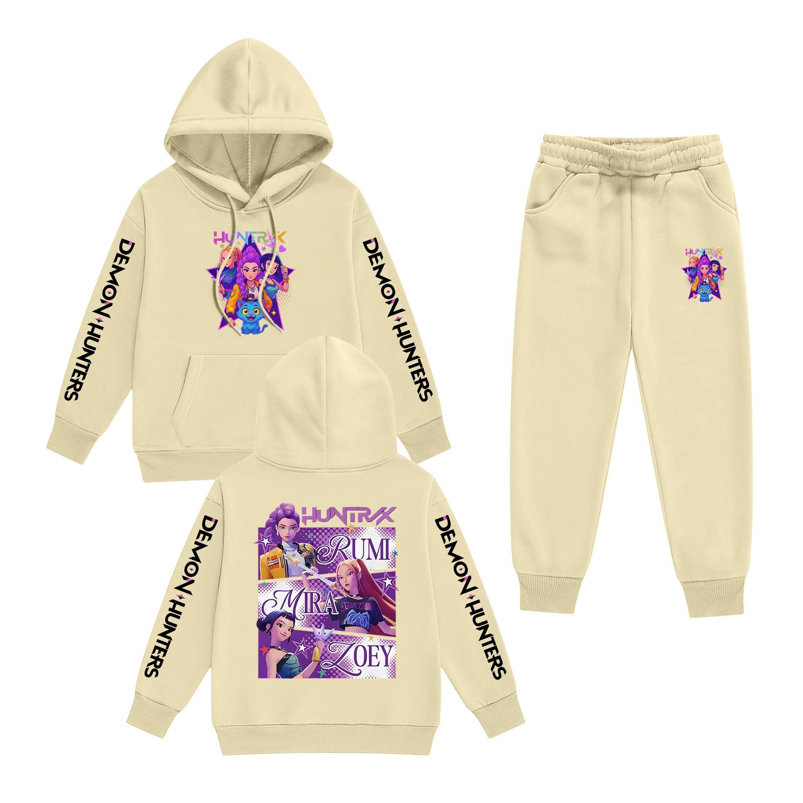 

Kids Long Sleeve Loose Pullover Letter Print Drawstring Hooded Sweatshirt Set 100