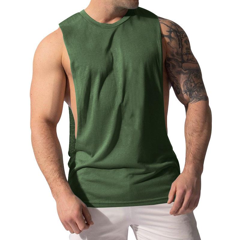 Men Muscle Fit Sleeveless Tank Top With Side Cutout Workout Gym Shirt