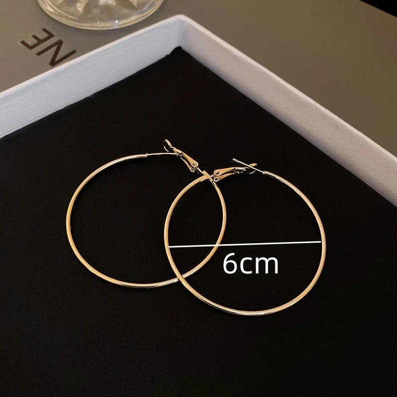 4CM 5CM 6CM Store Creoler for Kvinner Hiphop Rock Temperament Enkel Sirkel Rund Ørepynt Brincos Ornamenter Ørepynt