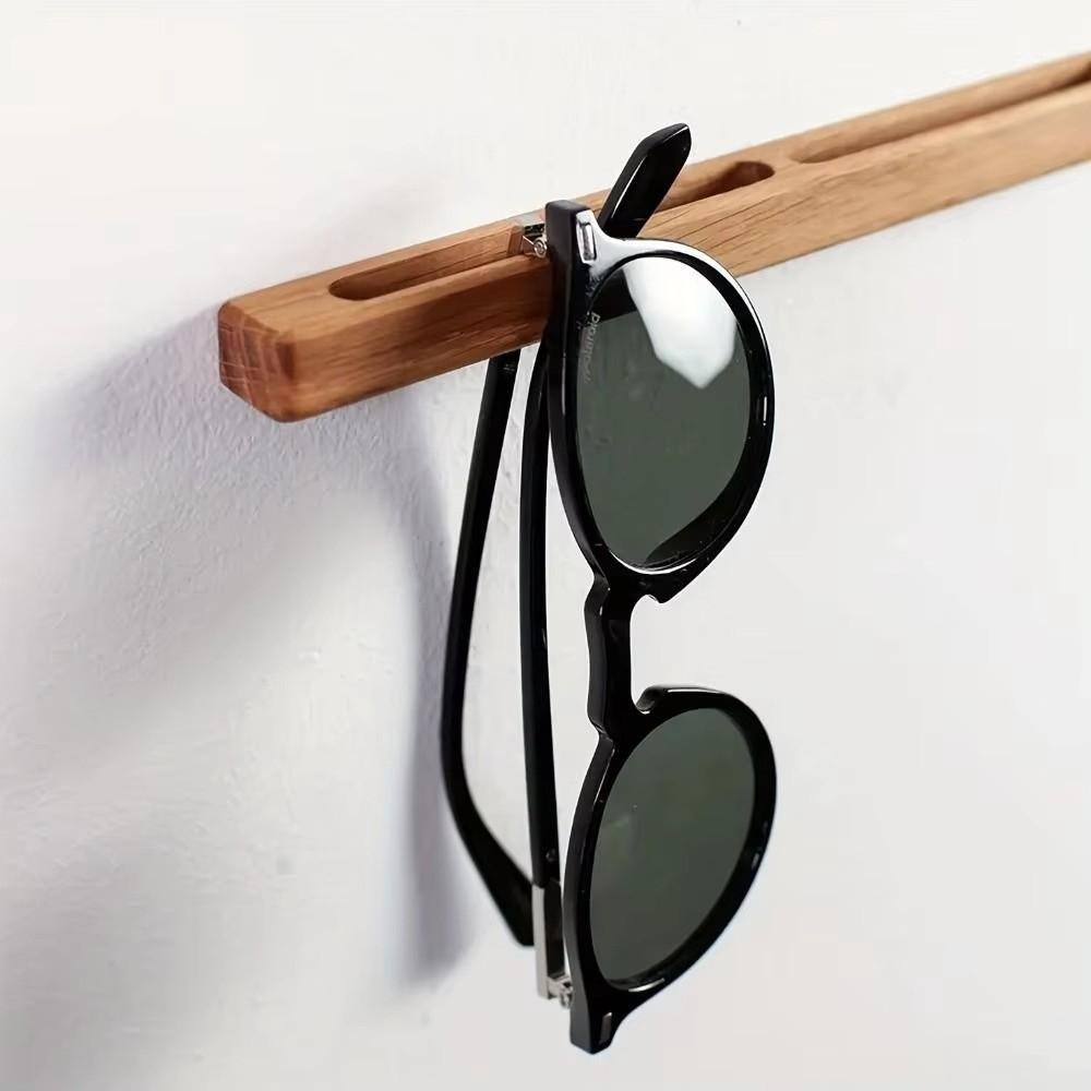Wall Mounted Sunglasses Storage Rack No Drill Wooden Eyeglass Holder Rectangle Space-Saving Eyeglasses Display Stand Entryway