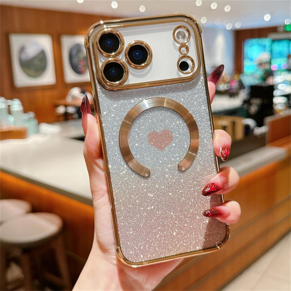 For iPhone 17 Pro Max Case Gradient Sparkle TPU Phone Cover Compatible with MagSafe