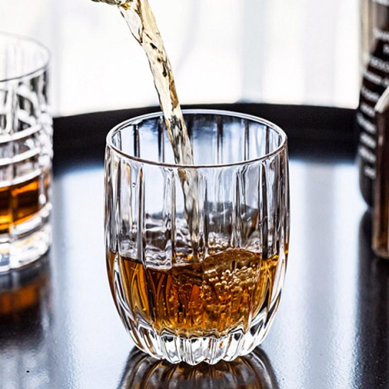 10oz 285ml Intage Vertical Patterned Juice Cup Household American Coffee Cup Latte Cappuccino Mugs Whiskey Glass Restaurant Cafe