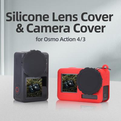2Pcs Silicone Lens Cover Scratch-proof Precise Hole Positioning with Lanyard Ultimate Protection Camera Lens Guards for OSMO ACTION 4/3