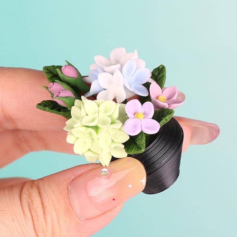 1/12 Miniature Potted Flower Model Figurine For Doll House Scene Display Accessories Microlandscape Setting Props