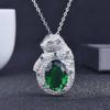 Women Jewelry Set Royal Blue Sapphire Emerald Panther Luxury Full Diamond Panther Head Necklace Open Ring