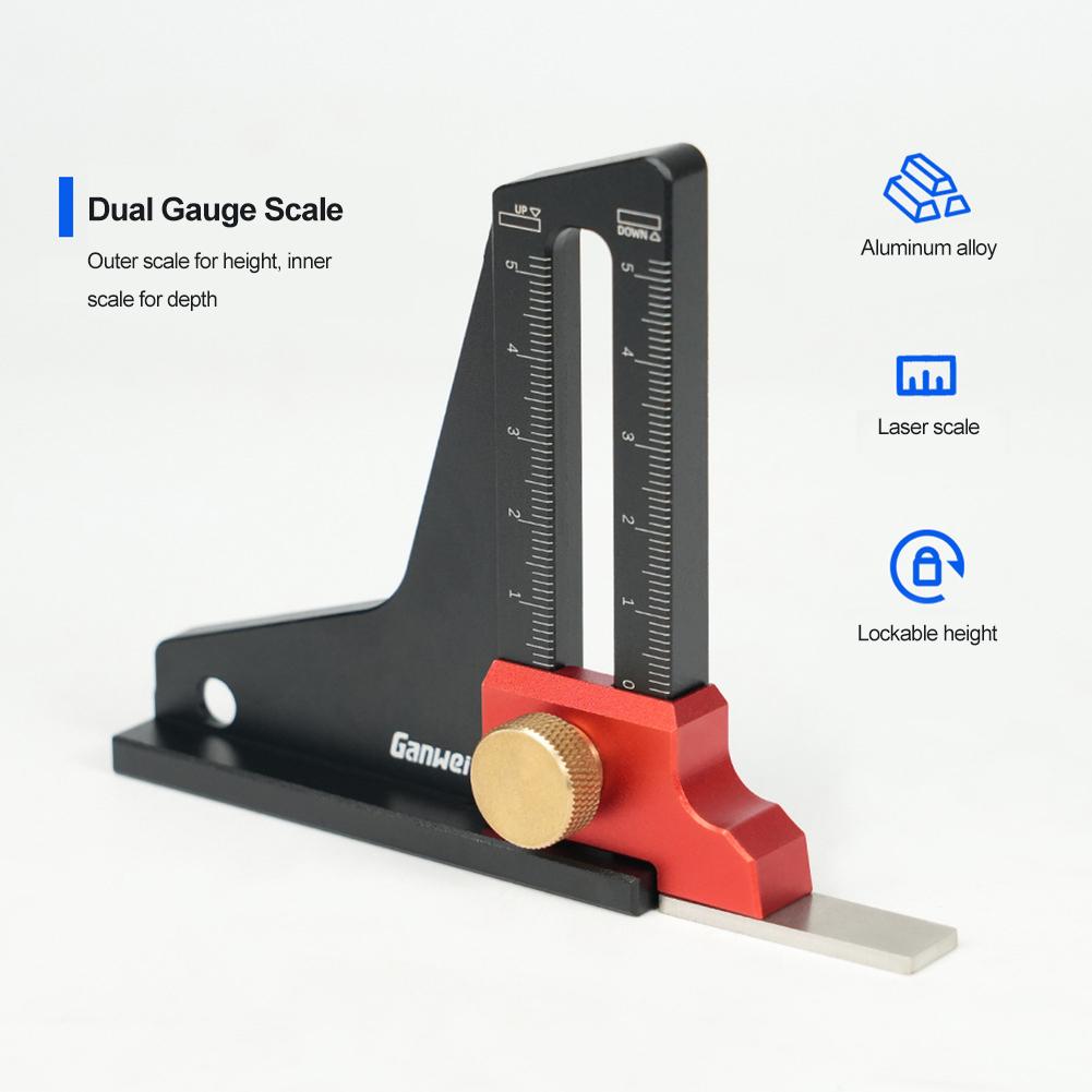 Woodworking Adjustable Height Depth Measuring ToolMini Height Gauge Depth Gauge for Milling Cutter Trimming Machine Saw Blade