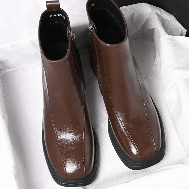 Stivaletti da Donna con Suola Morbida, Pannellati, Invernali Nuovi, Punta Quadrata, Zip, Antiscivolo, con Tacco, Scarpe in Pelle