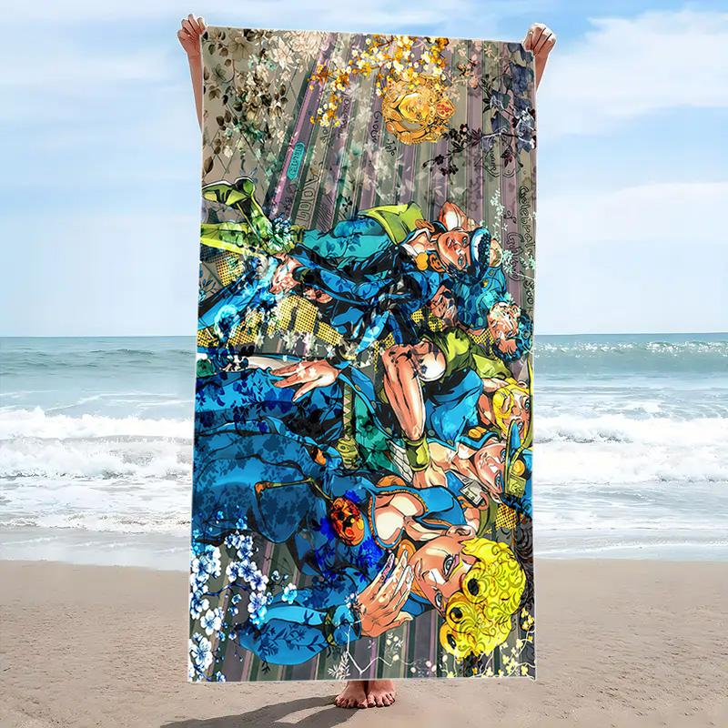 Jjba Print Beach Towel, Large Soft Quick Dry Towel for Beach Camping Swimming
