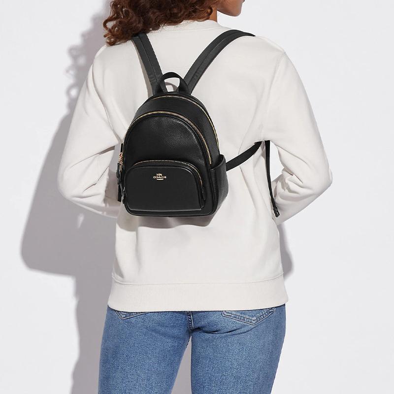 COACH Court Textile, Leather Backpack Small Women's Black C8603-IMBLK