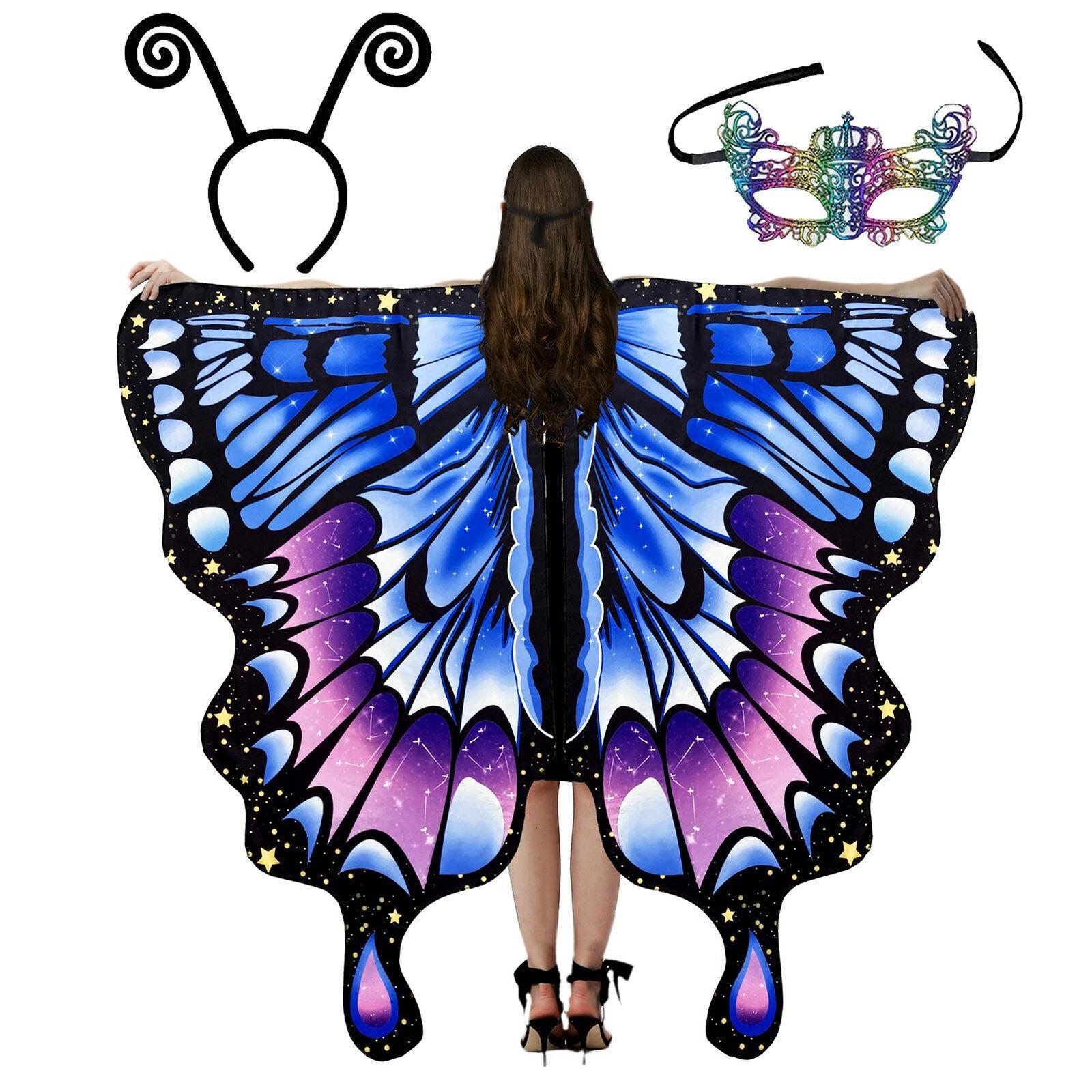 

Wings Women Butterfly Cloak Crown Mask Hair Band Halloween Cosplay Decoration Style E