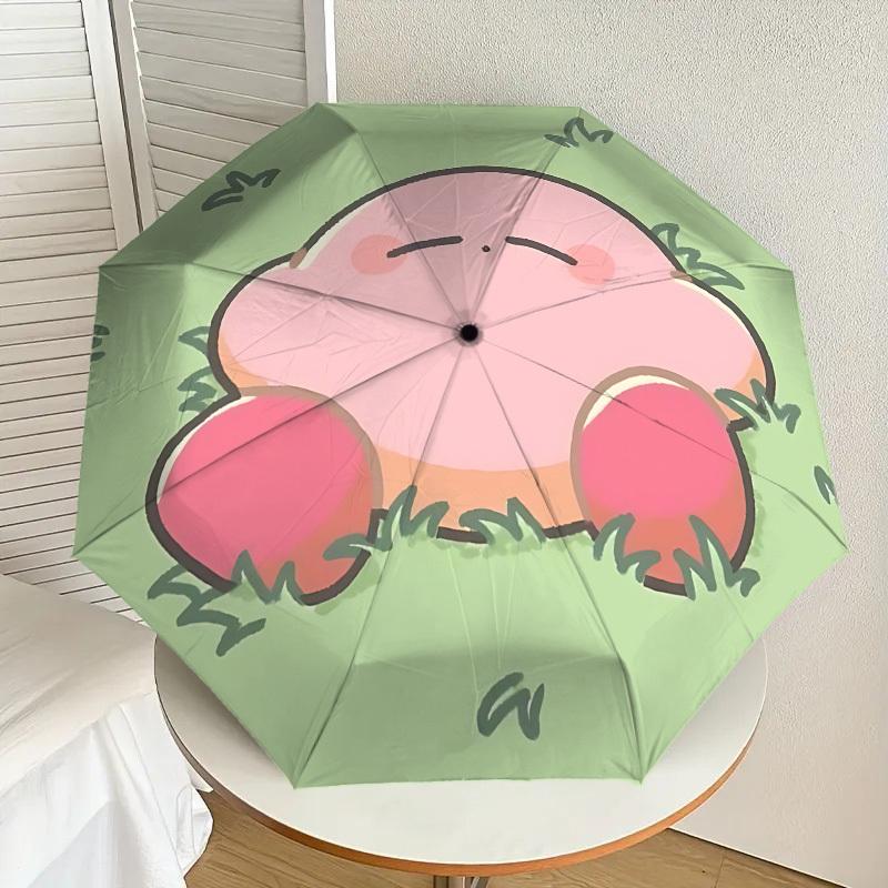Entzückender Kirby Wolken-Regenschirm: Perfekt für Outdoor-Abenteuer, Automatisches Öffnen & Schließen, Leicht und Langlebig, Ideales Reiseaccessoire 062