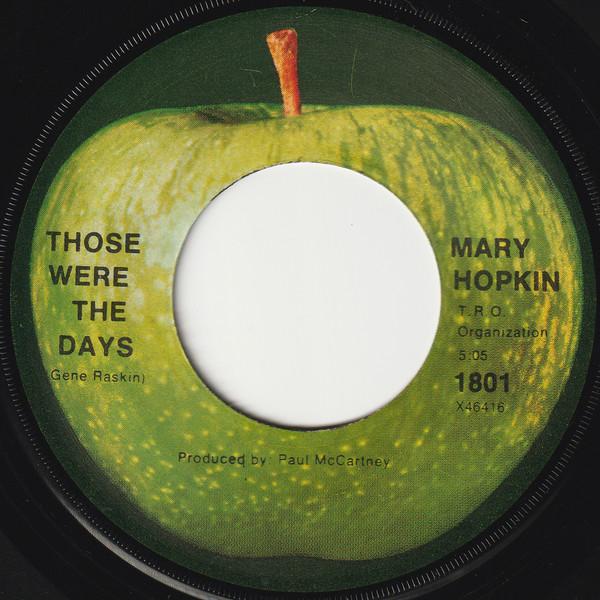 

7inch Record MARY HOPKIN - Those Were The Days 1801 Apple Records 1968 US Rock Used