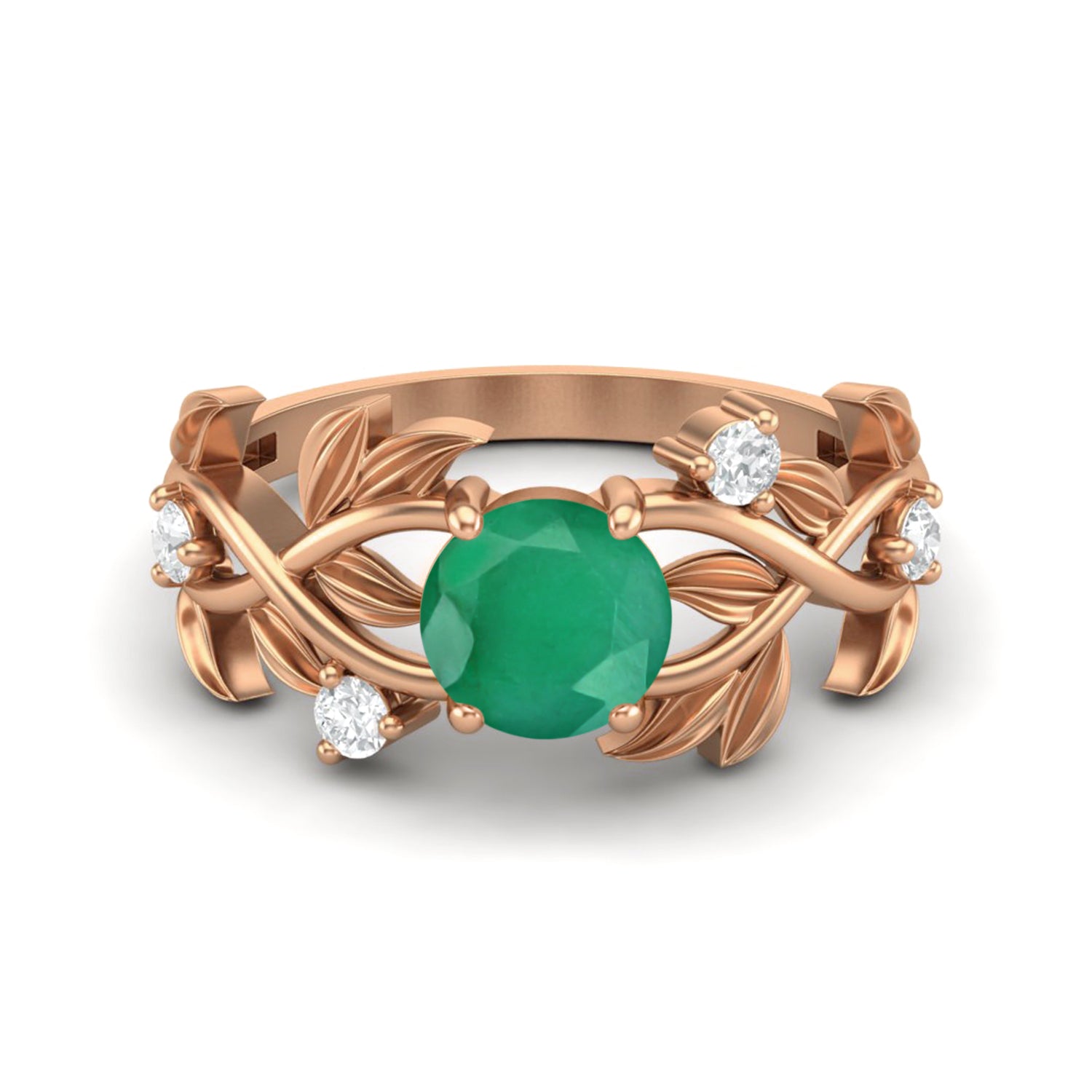

6MM Round Emerald Gemstone 925 Sterling Silver Rose Plated Solitaire Ring 7 Яскраво-рожевий