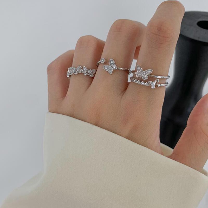 925 Sterling Silber Schmetterling Offener Fingerring Für Frauen Mädchen Mode Party Hochzeit Schmuck Jz060