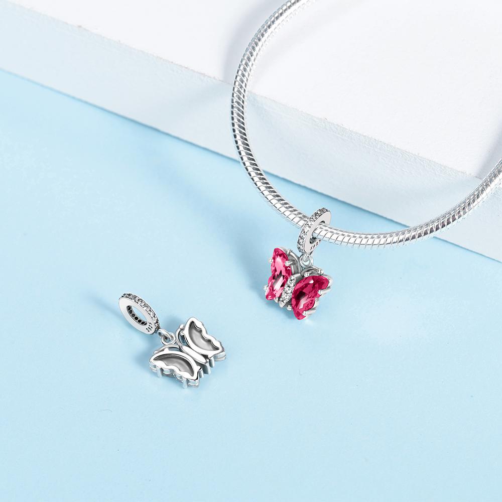 Glass Butterfly Pendant Copper Plated For Charms Copper Plated Original Bracelet For Jewelry Making