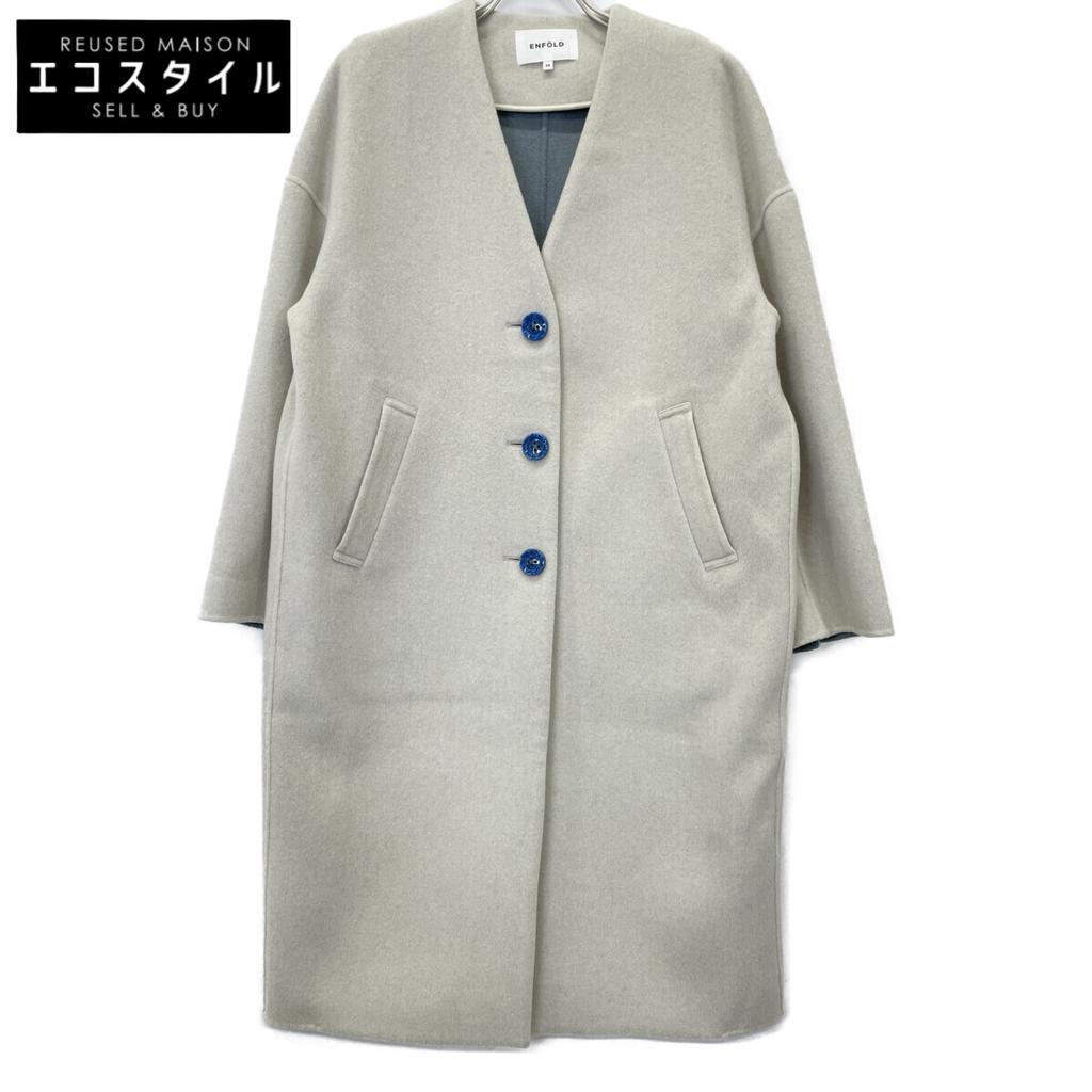 ENFOLD 300EA230-2300 White Wool River Collarless Coat coat 36 IvoryUsed