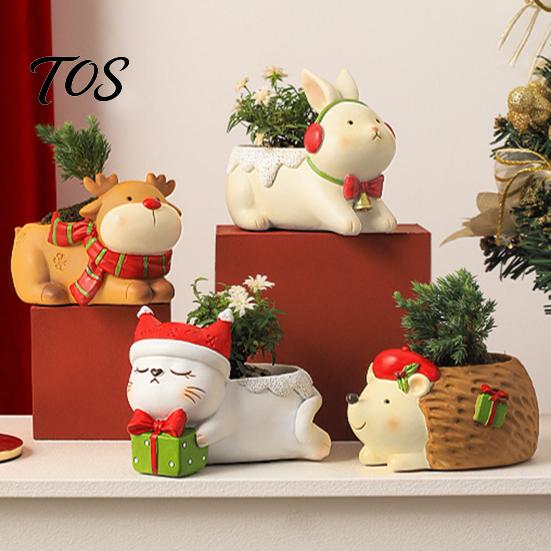 Compact Desktop Plant Holders Cute Christmas Animal Succulent Planter, Small Pot for Indoor Mini Pots Home Decor, Gift Lovers Corgi Hedgehog Reindeer