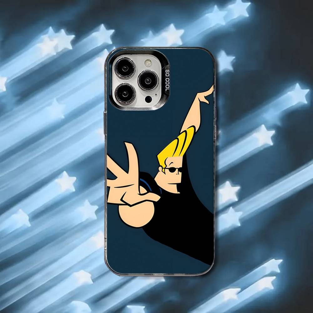 Cartoon J-Johnny Bravo Phone Case For iPhone 16,15,14,13,12,11,8,7,Pro,Max,Plus,Mini,XS,SE Black Matte Hard