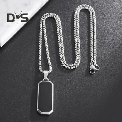 Men Necklace Punk Style Hip Hop Titanium Steel Black Pendant Polished Luster Sweater Pairing Necklace Individual Adult Jewelry