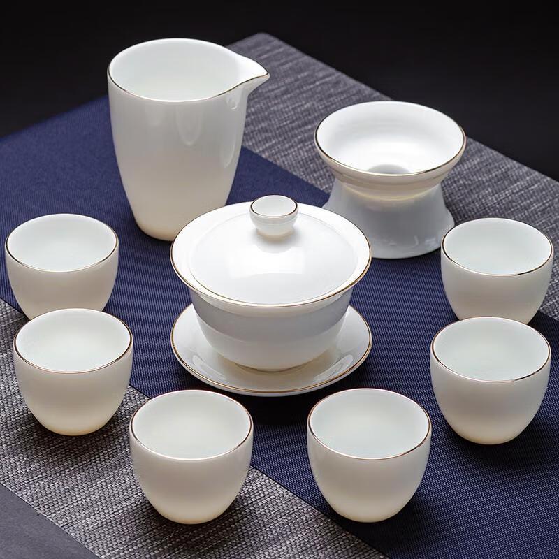 HANDUNYOU Gilded Ceramic Gaiwan Tea Set