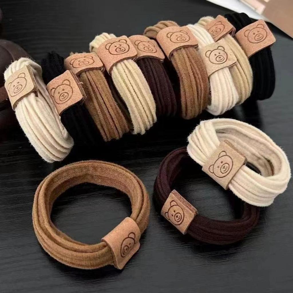 10 Bear Hair Ties In Mixed Colors, High-Elasticity, Gentle Hair, Thickened And Extra-Thickened, High Ponytail Hair Accessories