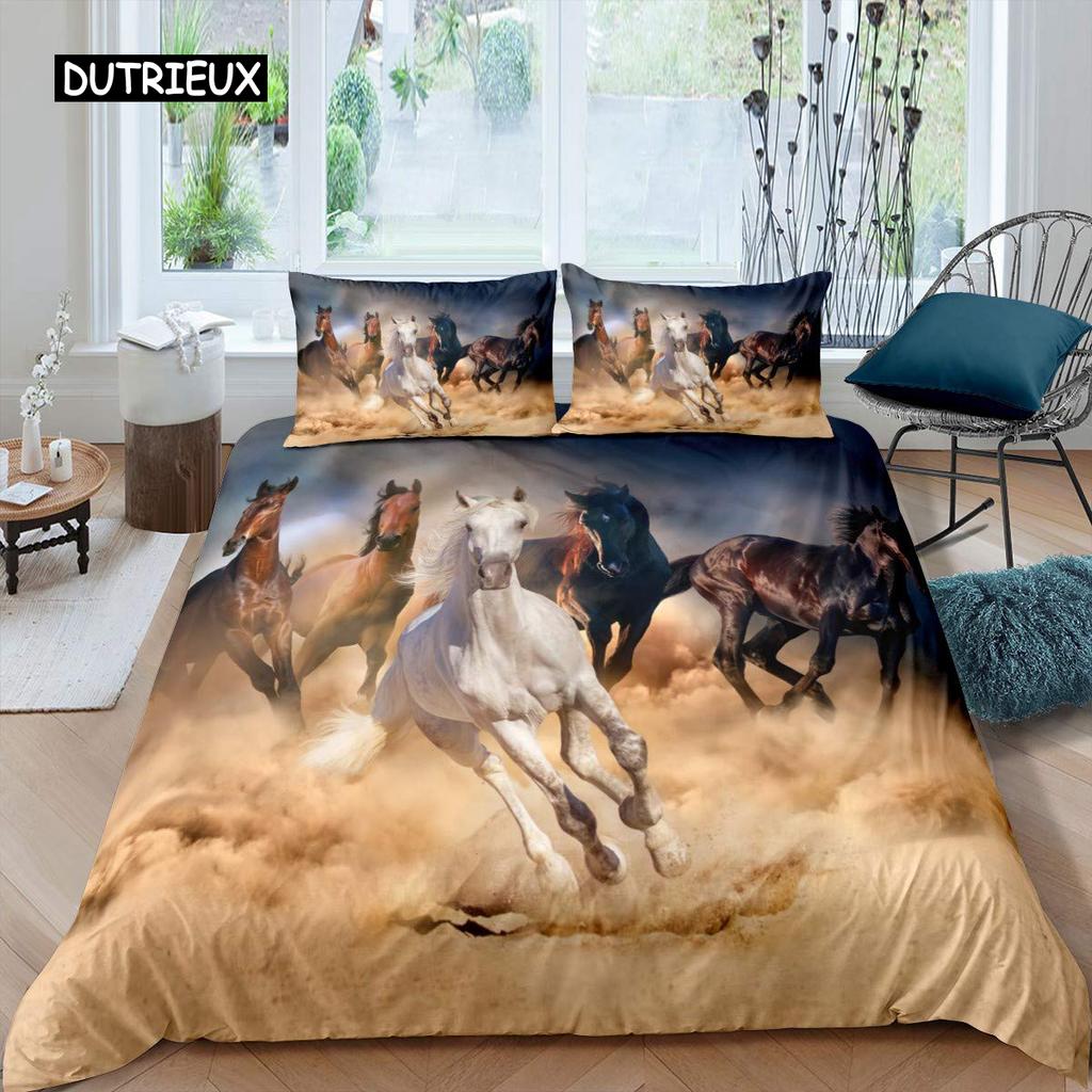 Luxury 3D Bedding Set Europe Queen King Double Duvet Cover Set Bed Linen Comfortable Blanket/Quilt Cover Bed Set Animal  Horse
