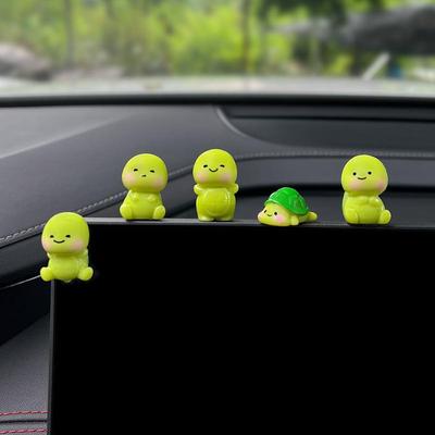 5 Stück Auto Armaturenbrett Rückspiegel Dekoration Schildkröten Ornament Cartoon Harz Tier Ornamente Mini Schildkröte DIY Zubehör