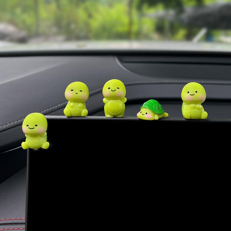 5Pcs Car Dashboard Rearview Mirror Decoration Turtle Ornament Cartoon Resin Animal Ornaments Mini Turtle Diy Accessories