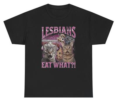 Las Lesbianas Comen Qué Camiseta Divertida Gato Inapropiado Humor para Adultos Meme Camiseta Unisex