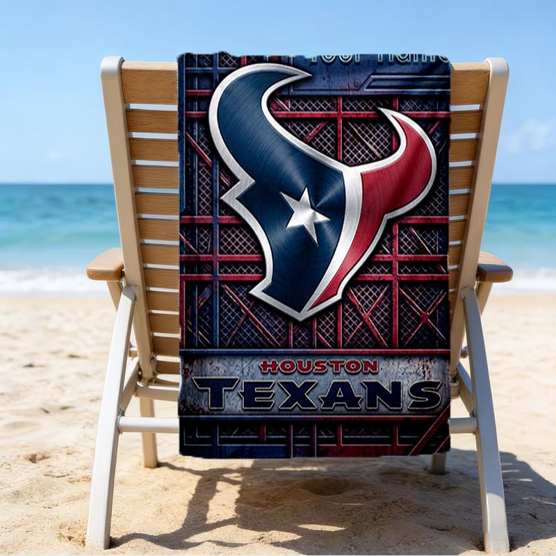 Custom Name Beach Towel Basketball Texans Logo Beach Towel, Soft Microfiber, Gift for Her/Him, Birthday, for Pool, Beach, Travel, Fan Gifts