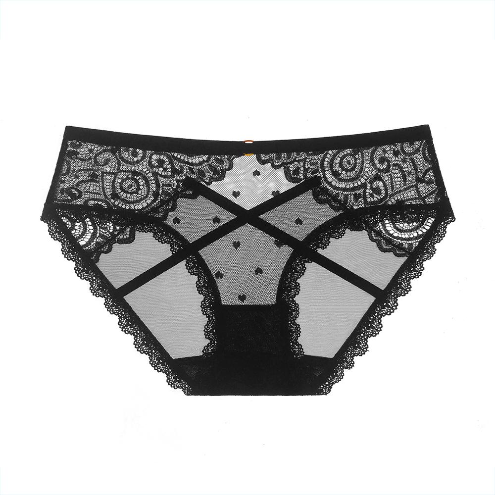 Transparent Polka Dot Mesh Underpants Erotic Panties Sexy Lace Women's Lingerie Seduces Hips Hollow Out Seamless Female Knickers