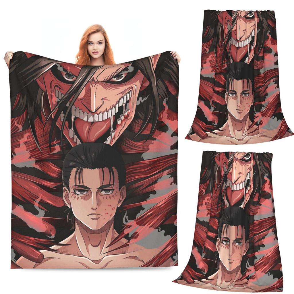Attack On Titan Eren Yeager  Blanket Flannel Sofa Throw Blanket Breathable for Home Bedroom Travel Throws Bedspread Quilt